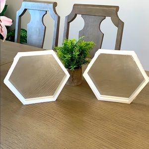 Hexagon Mirror Set (2) White ~New~